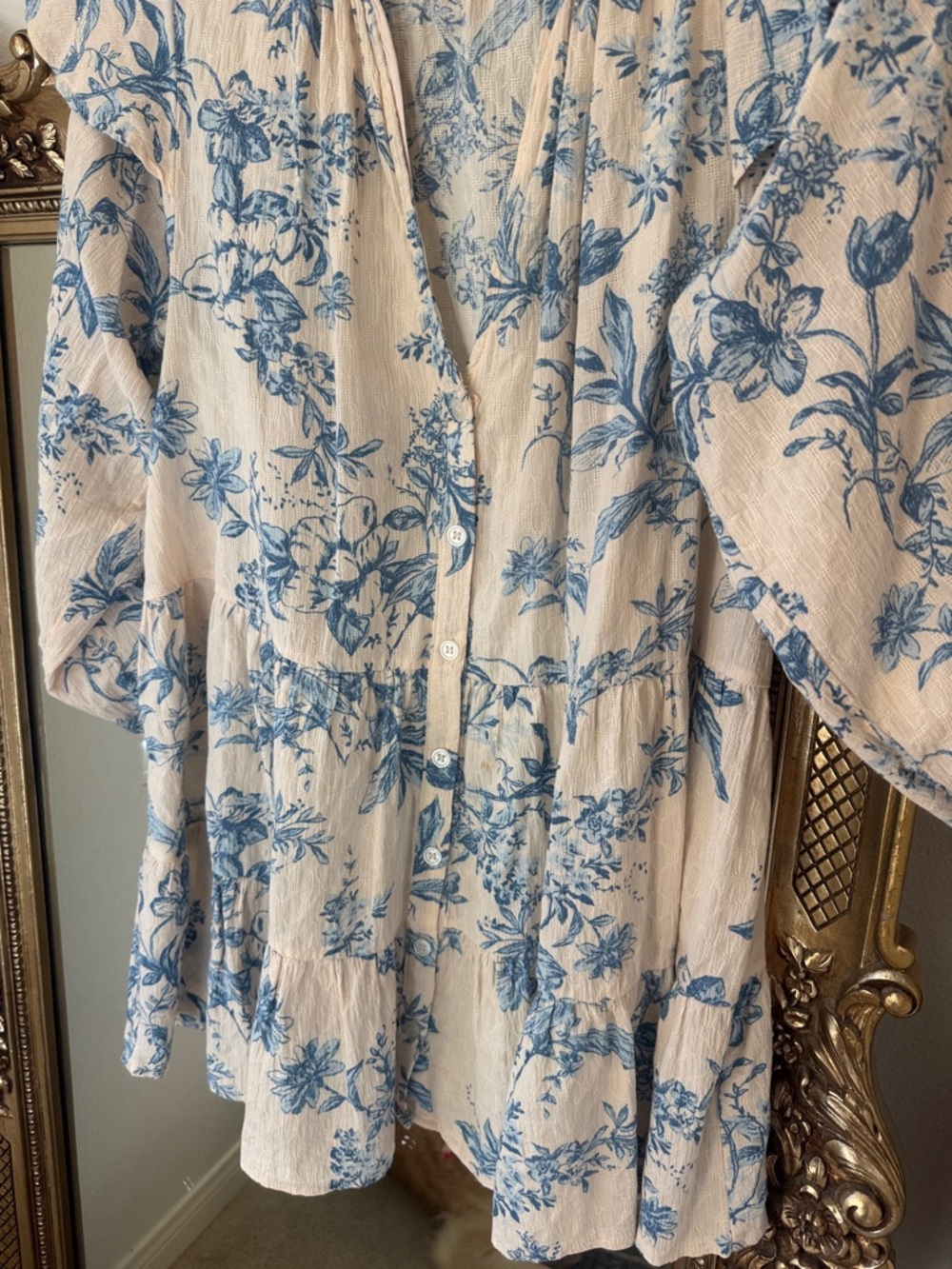 Free People Sunbaking Swing Ruffle Swing Floral Dress Tea Combo Size M - Picture 3 of 3